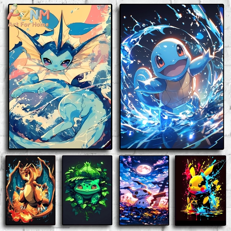 AZNM Pokemon Vaporeon Squirtle - Anime Merchandise Posters review and price